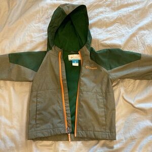 Columbia Kids Green and Orange Fleece LinedRain Jacket